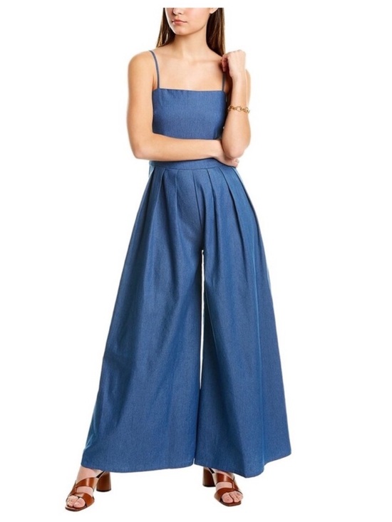 Gracia Pants - New! GRACIA Wide Leg Denim Jumpsuit